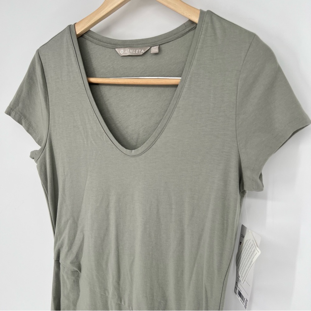 Athleta Central Cotton Stretch Dress Sage Green Size Medium - Picture 3 of 9